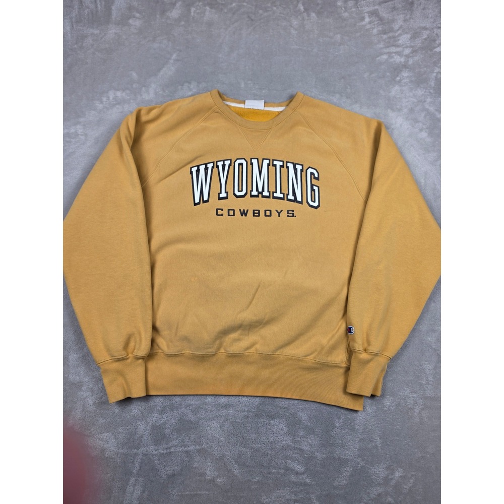 Champion Reverse Weave Sweatshirt Mens Large Yellow Wyoming Cowboys Pullover